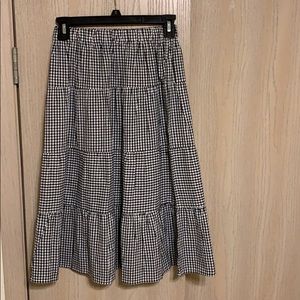 Black and White Plaid MIDI Skirt